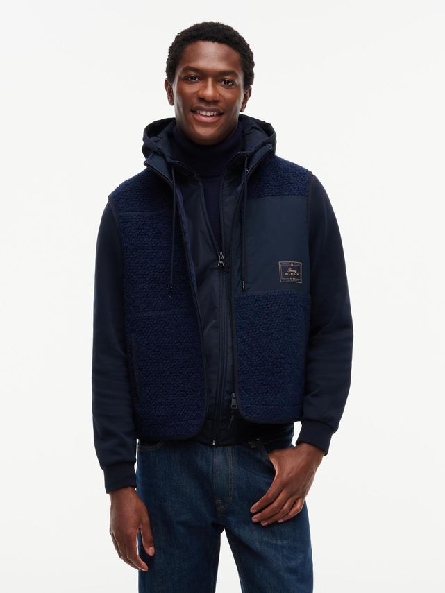 Tommy Hilfiger REG Wool Teddy Vest Navy Blue