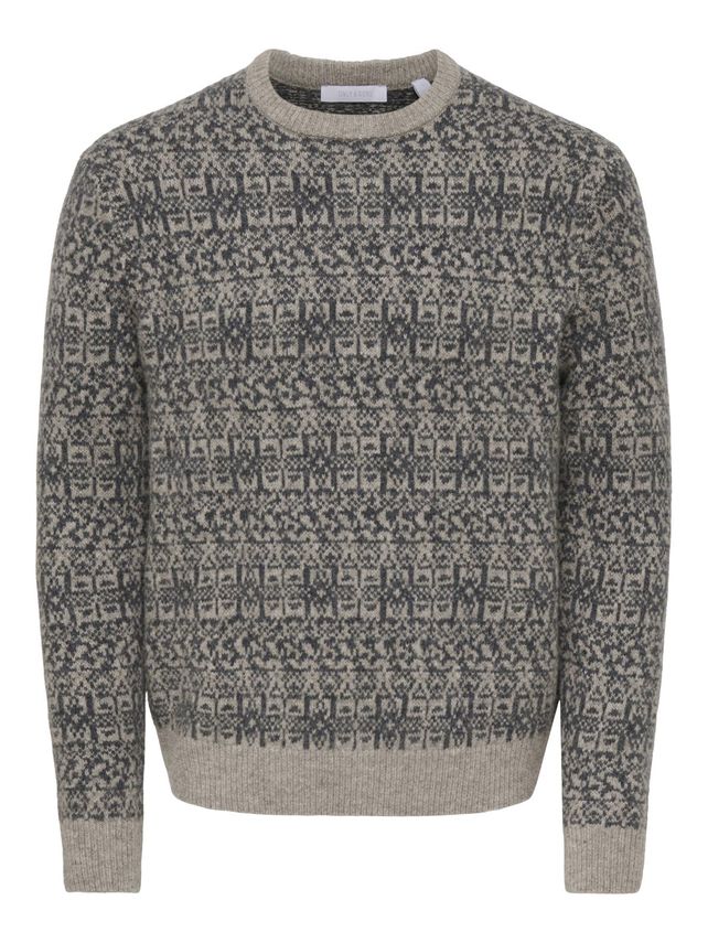 Only & Sons ONSSAGE REG LS Wool Blend Crew Knit Grey