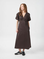 Illana Poplin Dress Chocolate Brown
