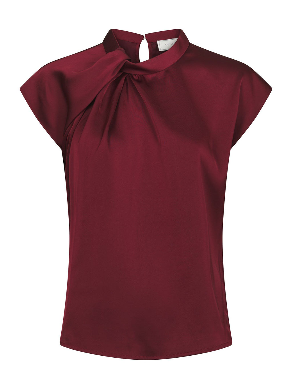 Neo Noir Fleur Drapy Satin Blouse Burgundy