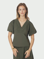 Irina Poplin Blouse Army