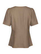 Neo Noir Jules Pinstripe Blouse Taupe