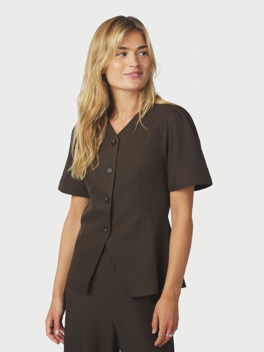 Jules Structure Blouse Dark Brown