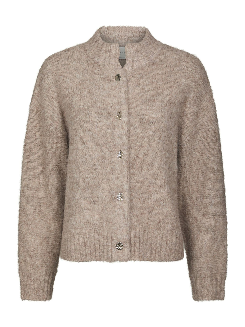 Neo Noir Taura Fluffy Knit Cardigan Beige
