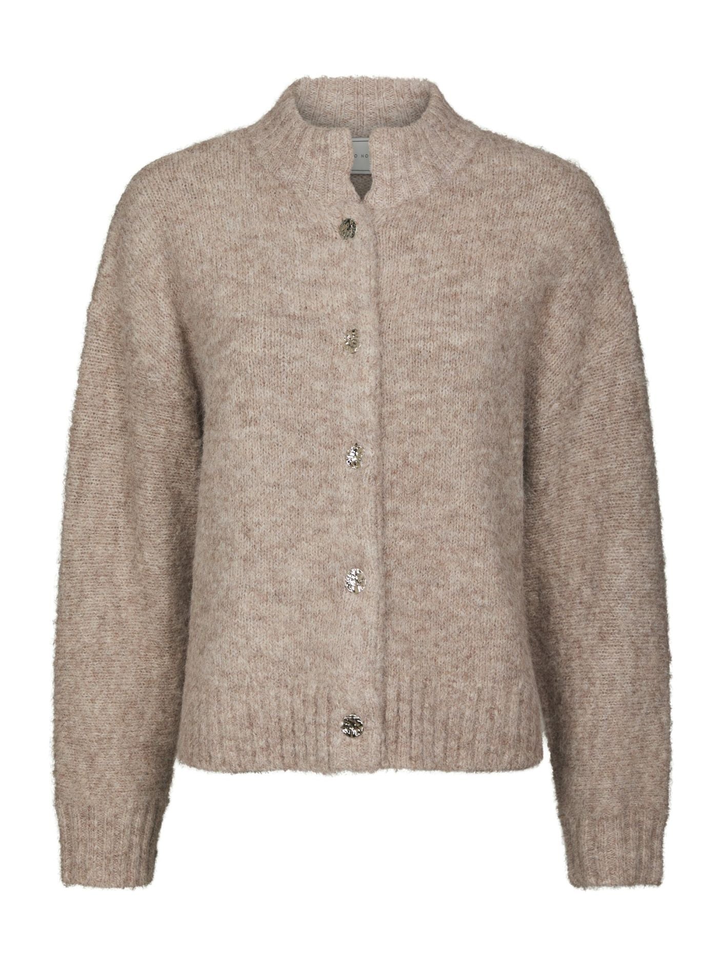 Neo Noir Taura Fluffy Knit Cardigan Beige