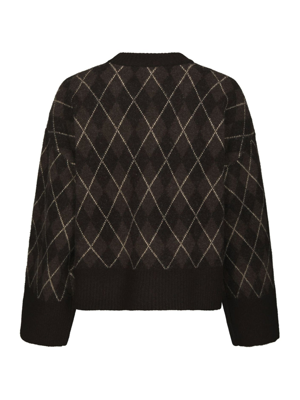Neo Noir Kick Check Knit Blouse Dark Brown