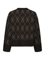 Neo Noir Kick Check Knit Blouse Dark Brown
