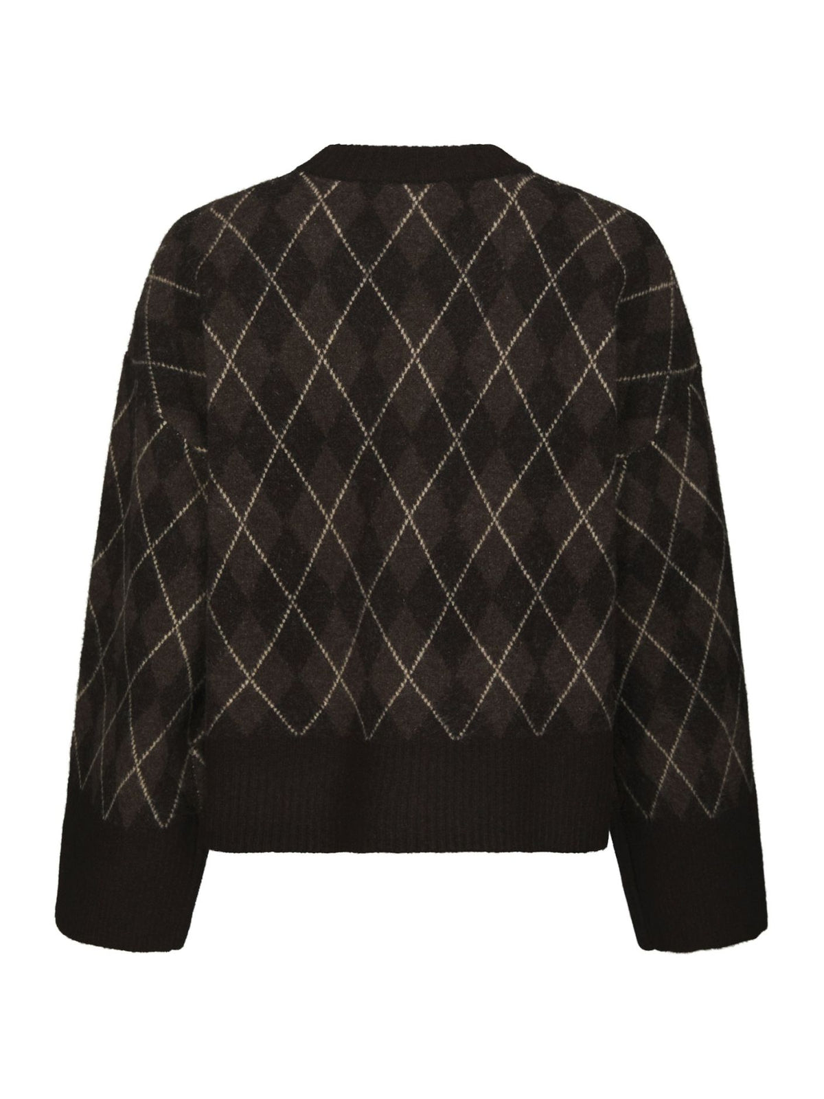 Neo Noir Kick Check Knit Blouse Dark Brown