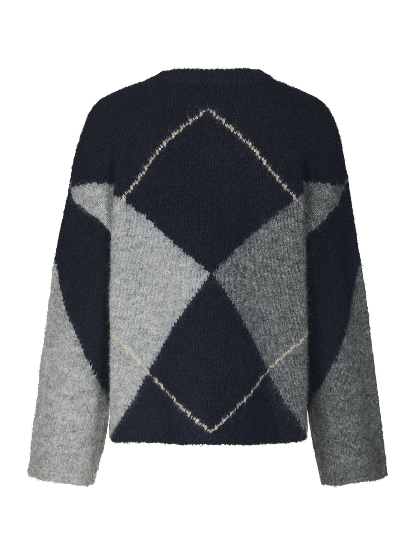 Neo Noir Inga Check Fluff Knit Blouse Navy