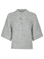 Neo Noir Benuta Fluffy Knit Cardigan Grey Melange