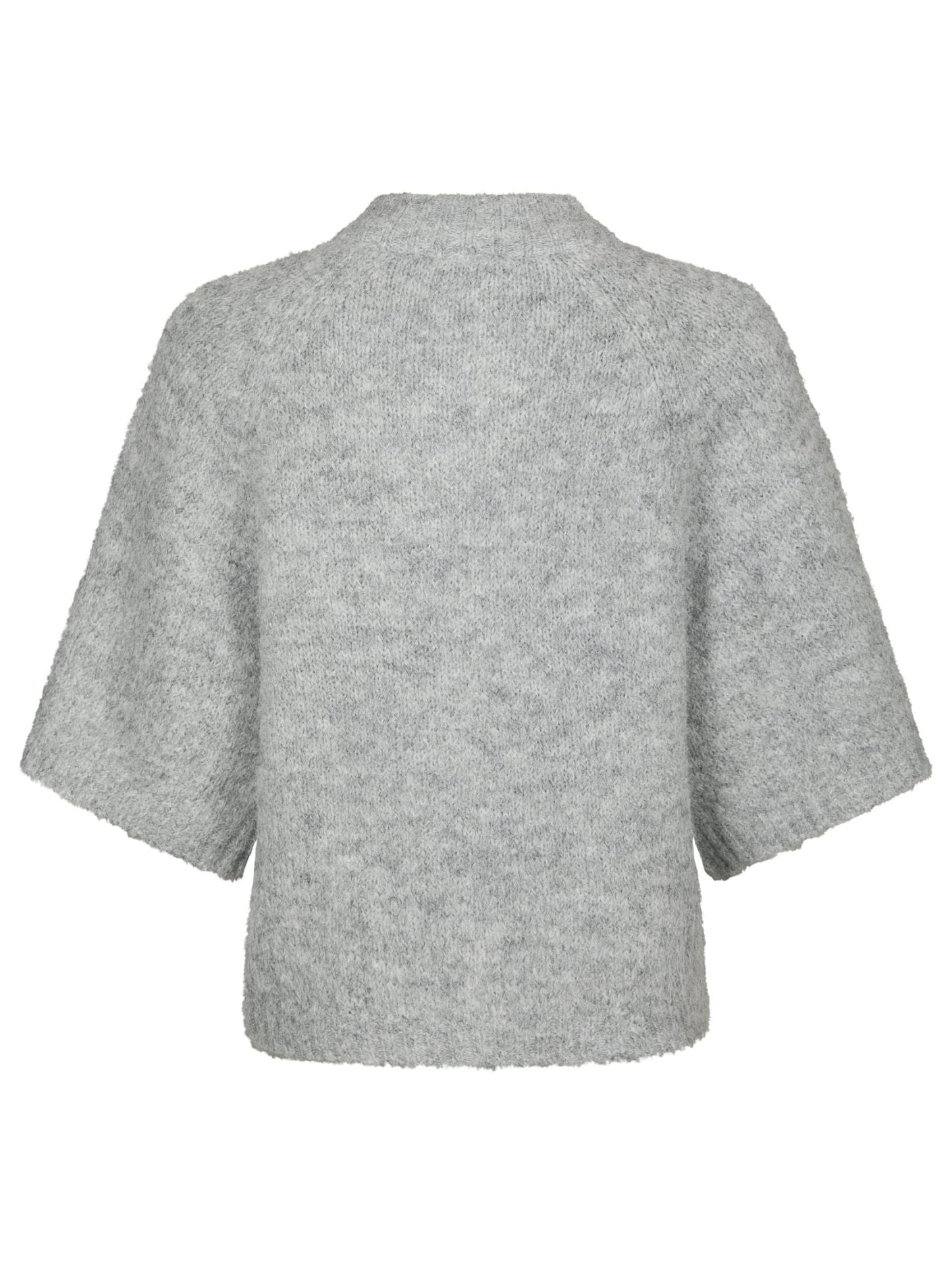 Neo Noir Benuta Fluffy Knit Cardigan Grey Melange