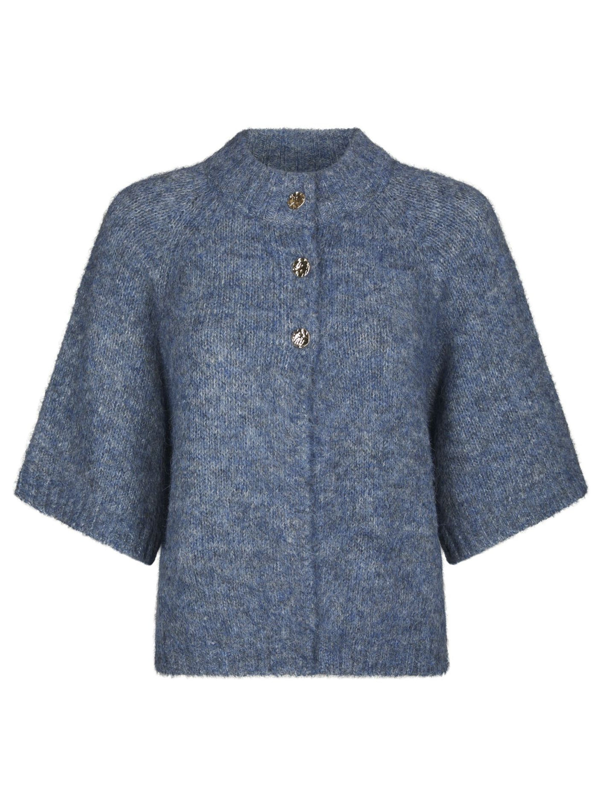 Neo Noir Benuta Fluffy Knit Cardigan Smoke Blue