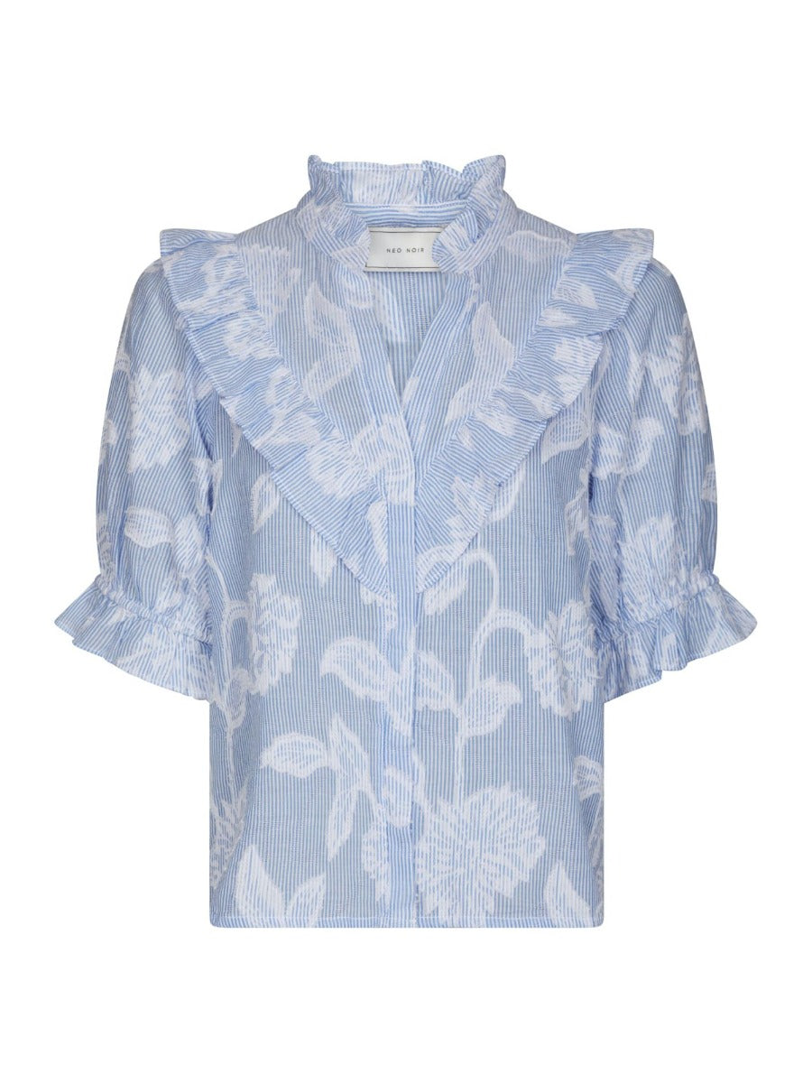 Manet Jacquard Blouse Light Blue