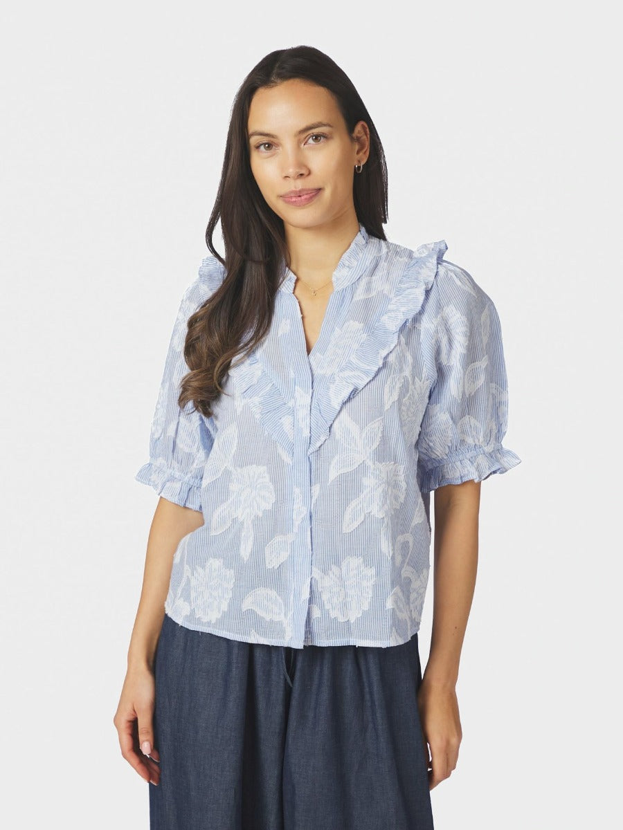 Manet Jacquard Blouse Light Blue