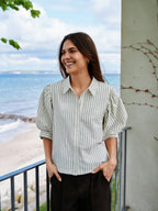Etta Slim Stripe Shirt Off White