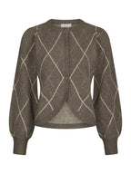 Neo Noir Koteas Check Knit Cardigan Taupe