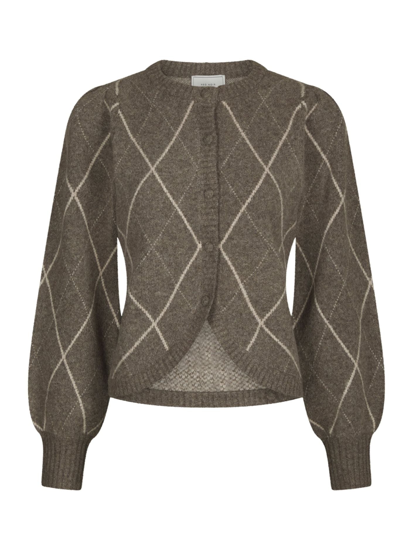 Neo Noir Koteas Check Knit Cardigan Taupe