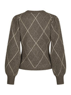 Neo Noir Koteas Check Knit Cardigan Taupe