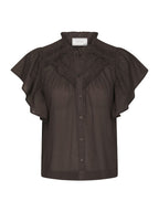 Vinsa S Voile Top Dark Brown