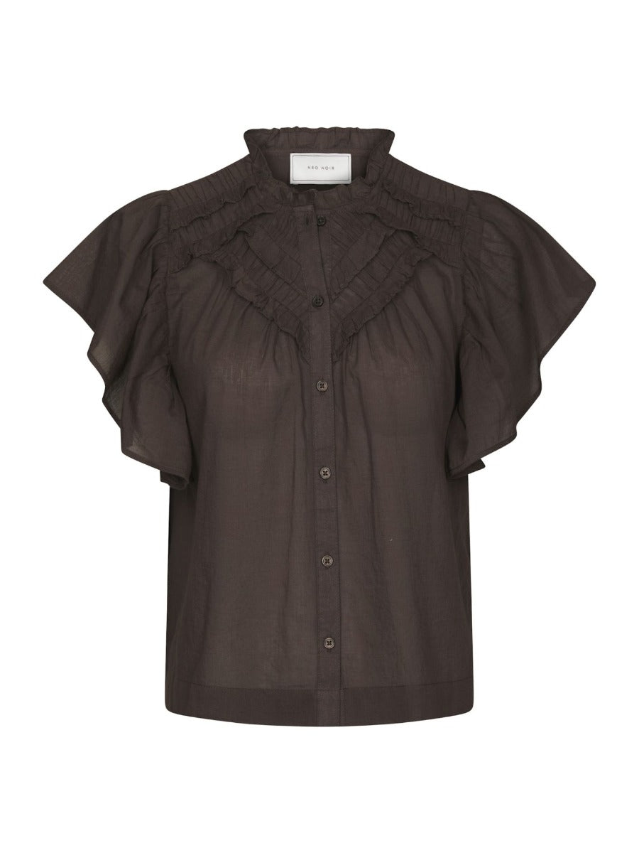 Vinsa S Voile Top Dark Brown