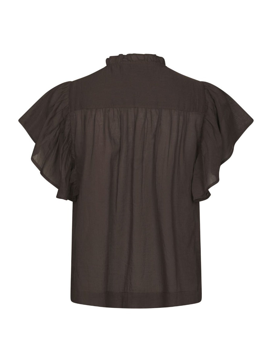 Vinsa S Voile Top Dark Brown