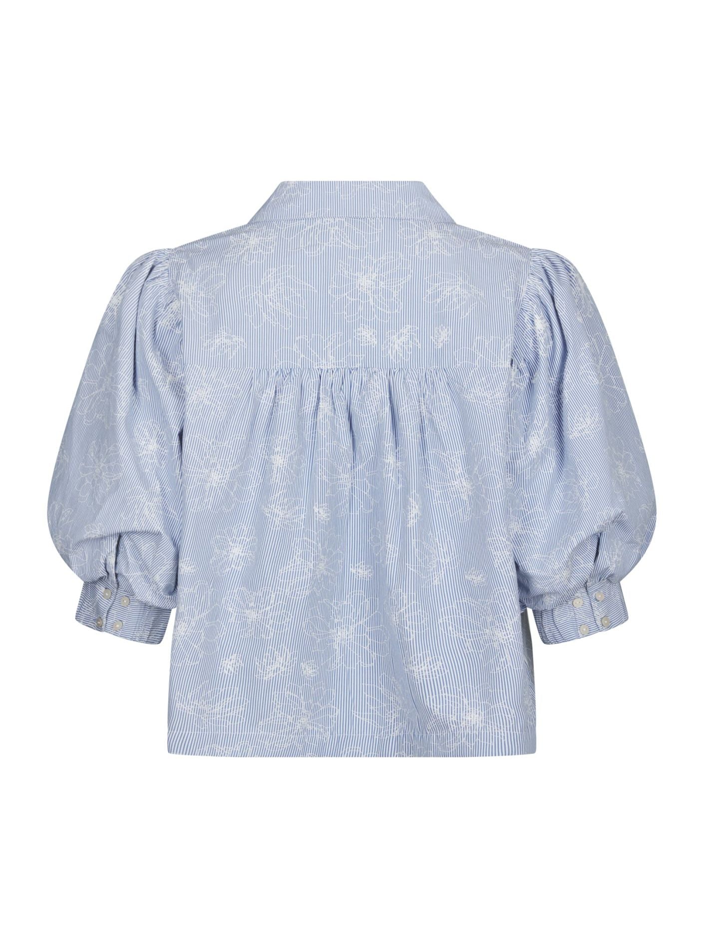 Neo Noir Etta Flower Stripe Shirt Light Blue