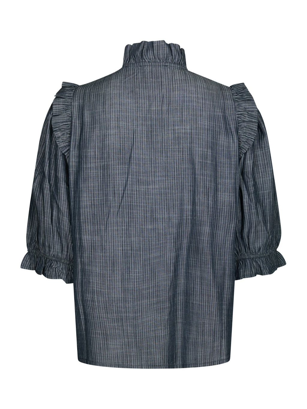 Neo Noir Chacha Chambray Stripe Blouse Dark Blue