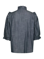 Neo Noir Chacha Chambray Stripe Blouse Dark Blue