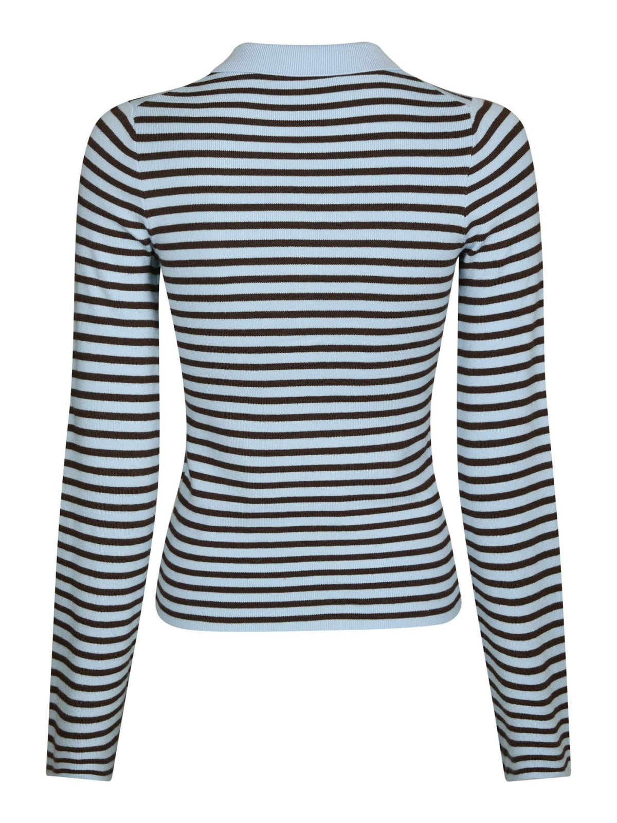 Neo Noir Fannya LS Striped Knit Polo Light Blue