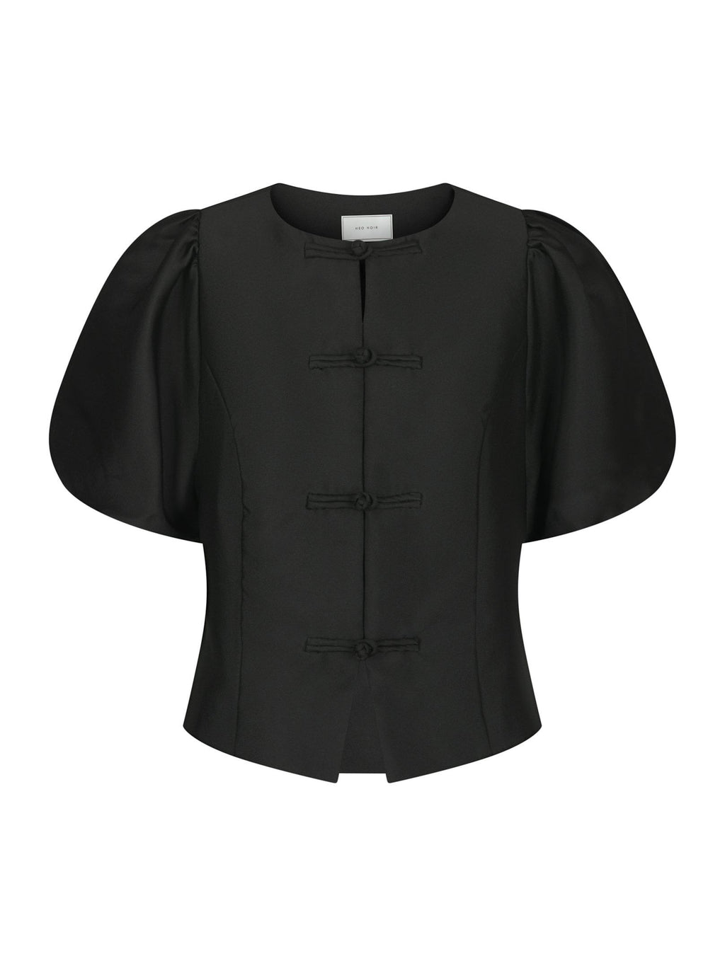 Neo Noir Anela Mandarin Dull Satin Blouse Black