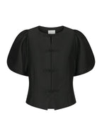 Neo Noir Anela Mandarin Dull Satin Blouse Black