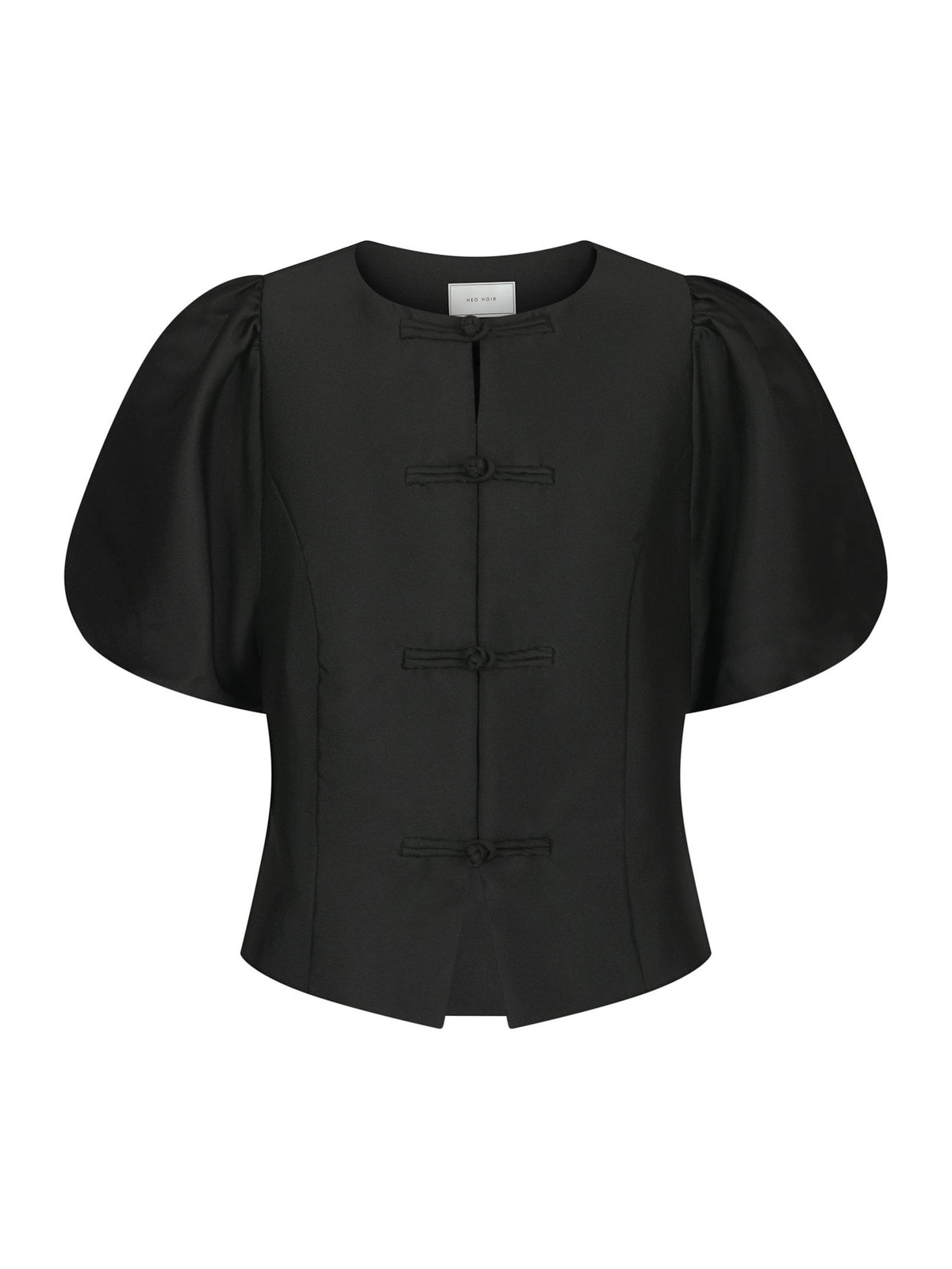 Neo Noir Anela Mandarin Dull Satin Blouse Black