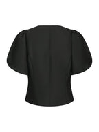Neo Noir Anela Mandarin Dull Satin Blouse Black