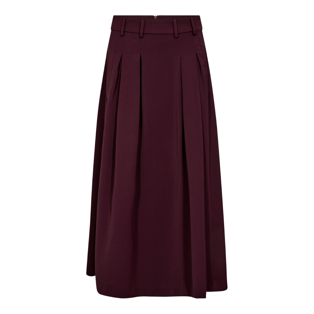 Anya Pleat Skirt Winered