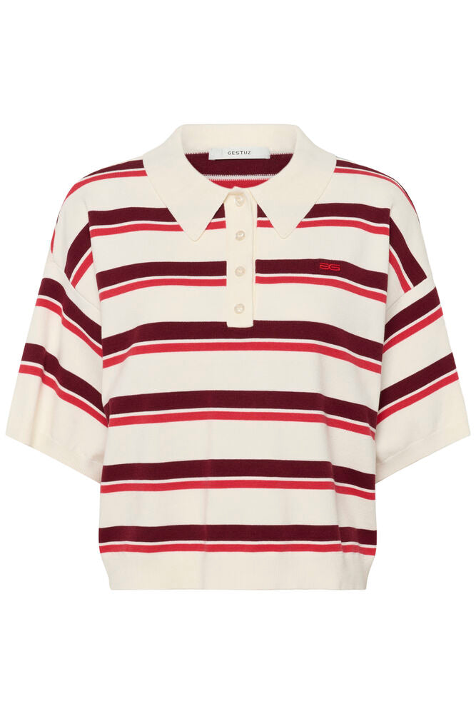 Gestuz Taia SS Polo Pullover Egret