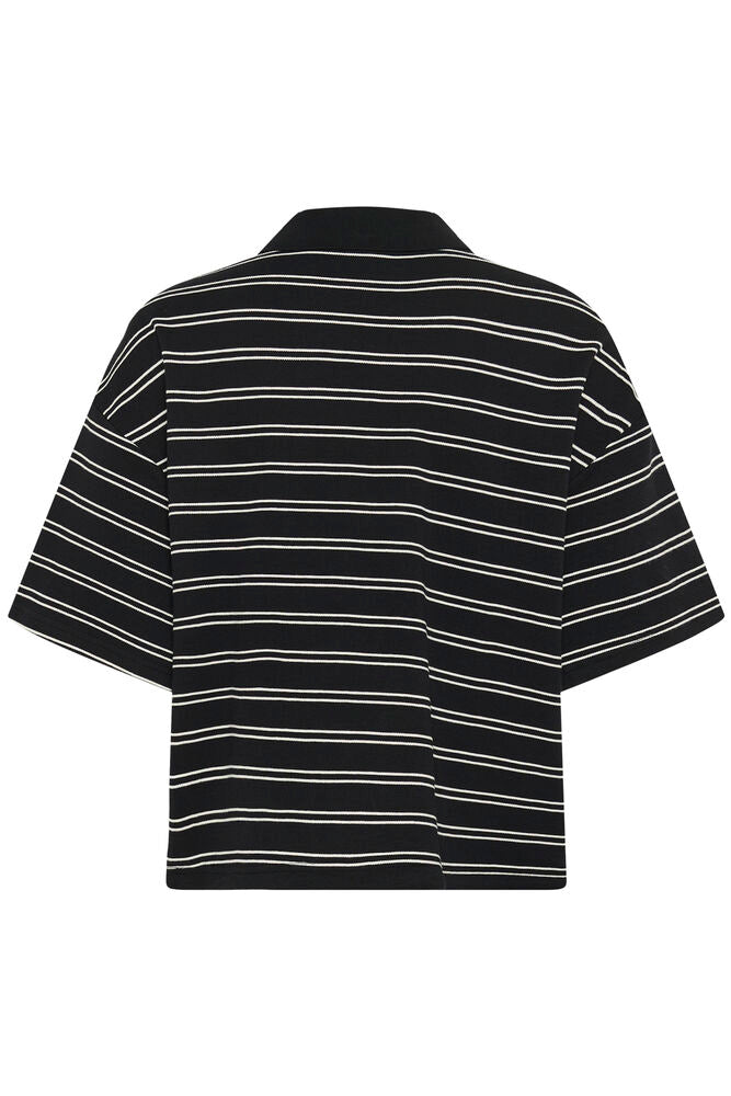 Gestuz Pilova Polo T-shirt Black White Striped