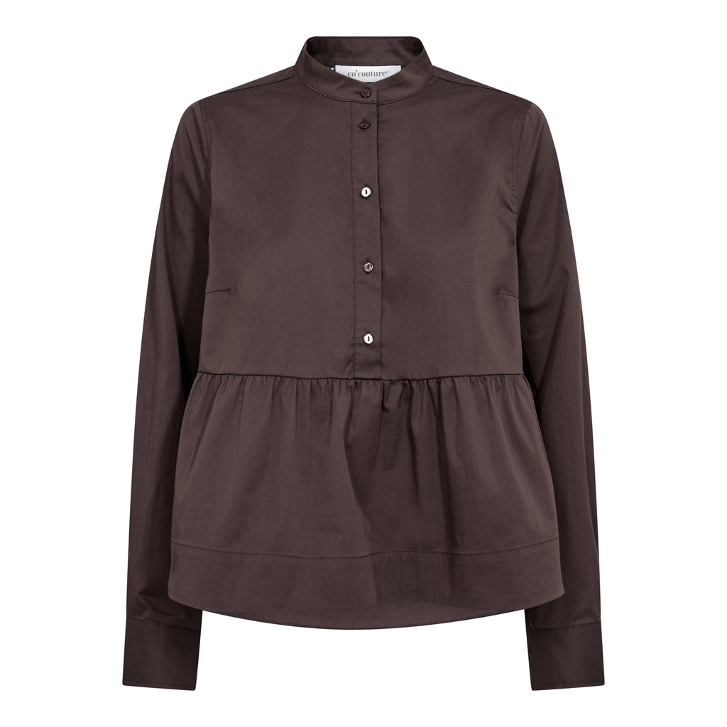 Co'Couture Poppy Flare Blouse Dark Brown