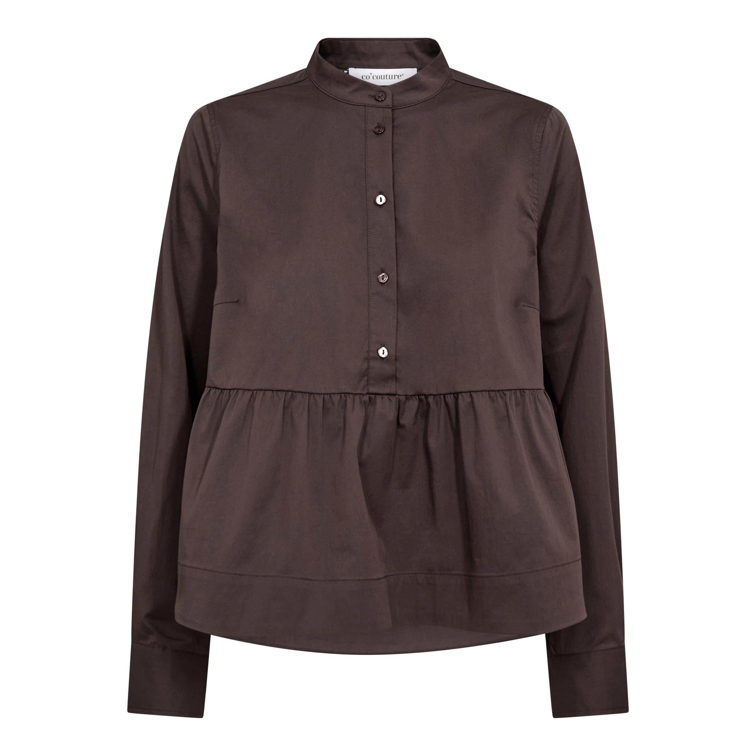 Co'Couture Poppy Flare Blouse Dark Brown