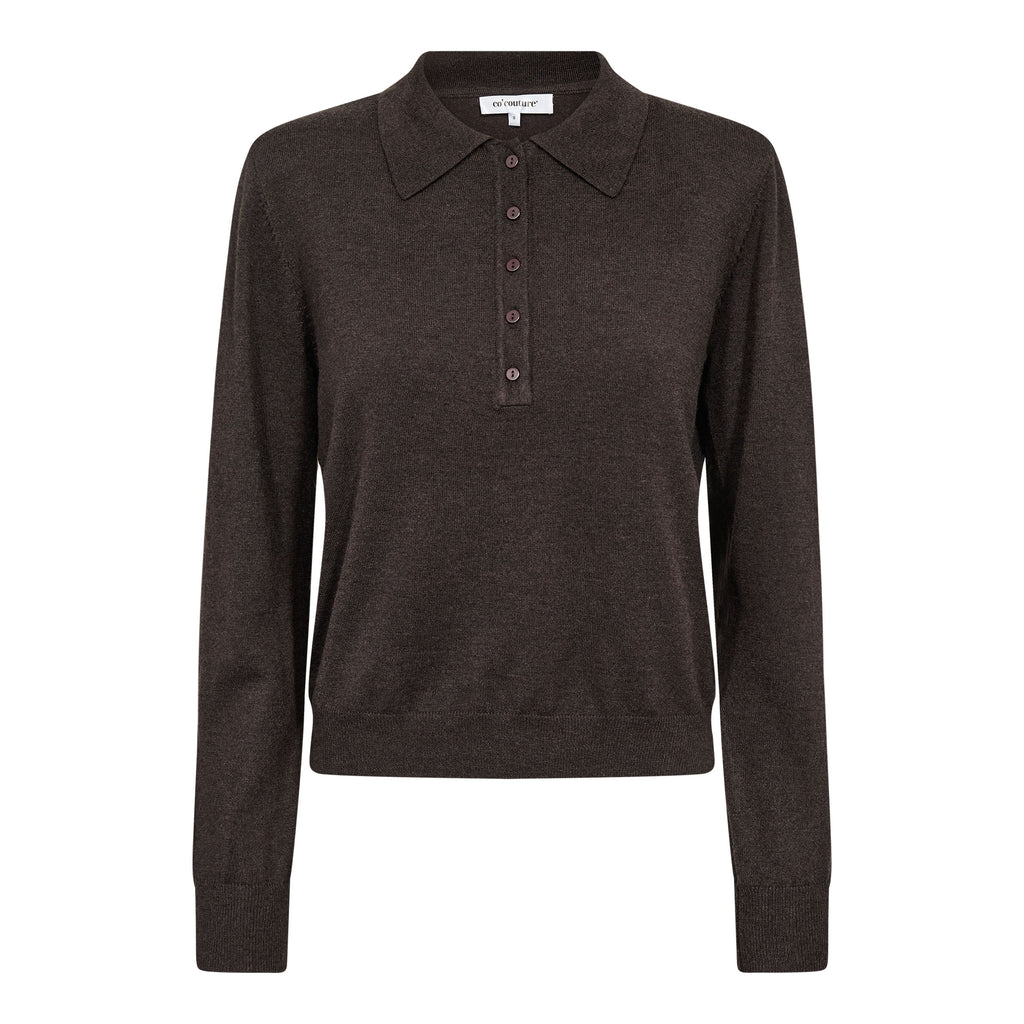 Co'Couture Cory Padded Polo Knit Dark Brown
