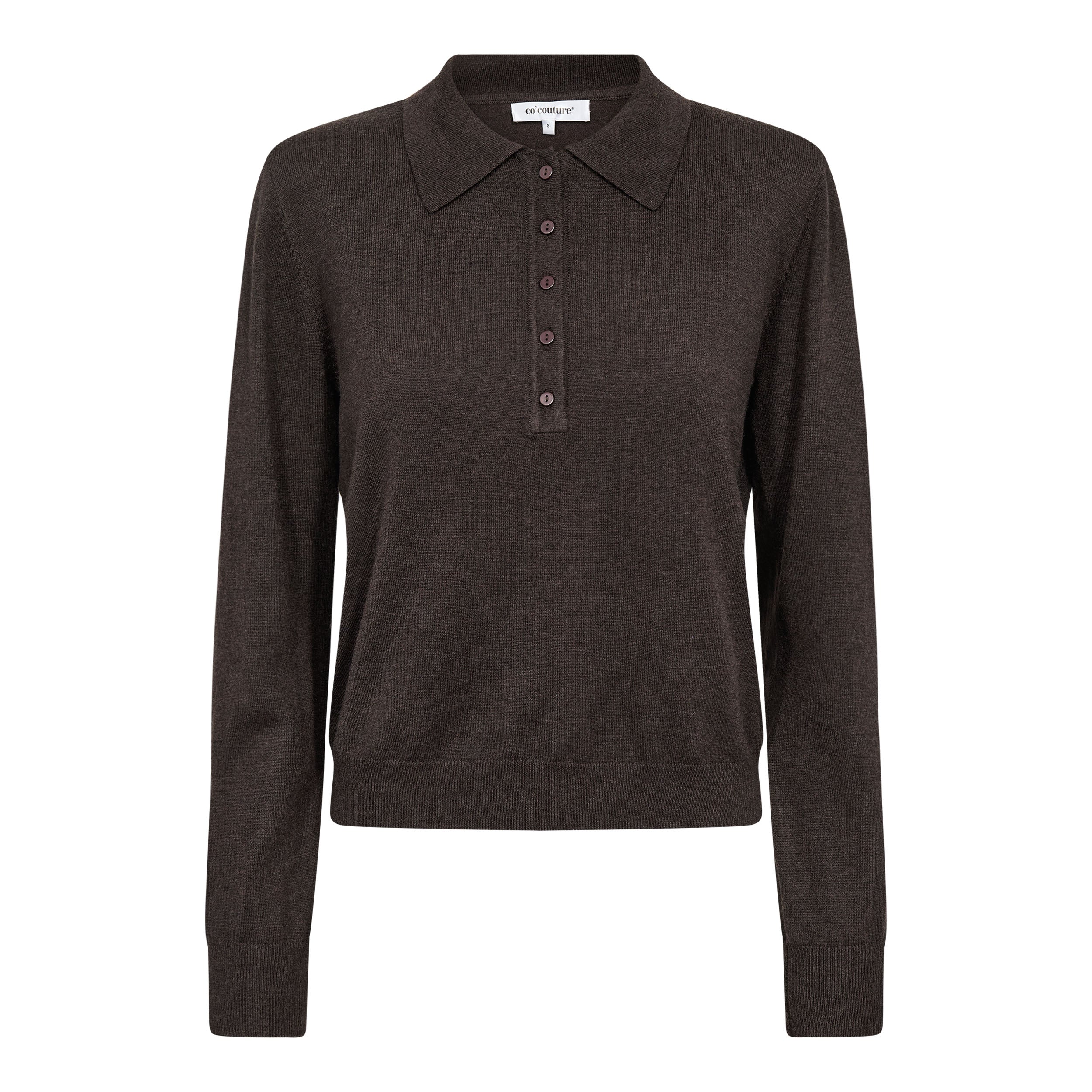 Co'Couture Cory Padded Polo Knit Dark Brown