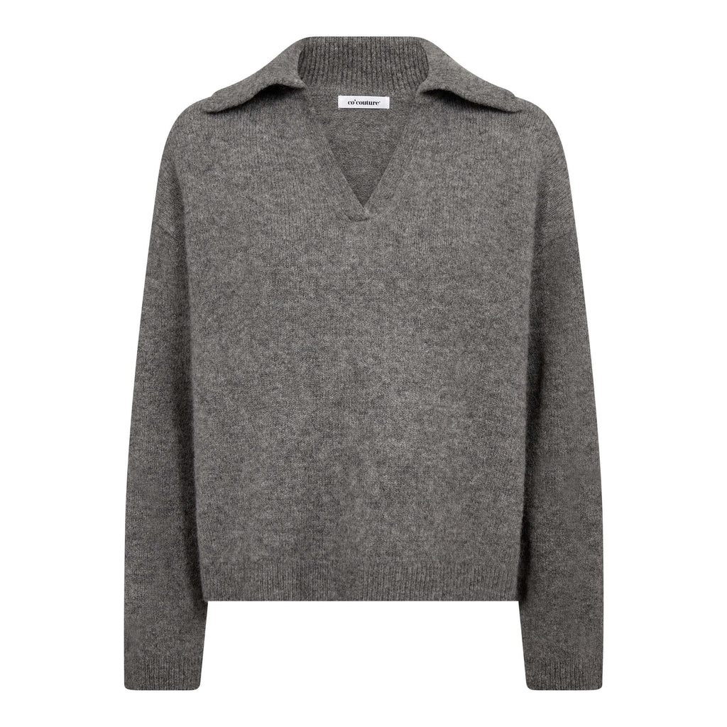 Co'Couture Roger LS Polo Knit Grey