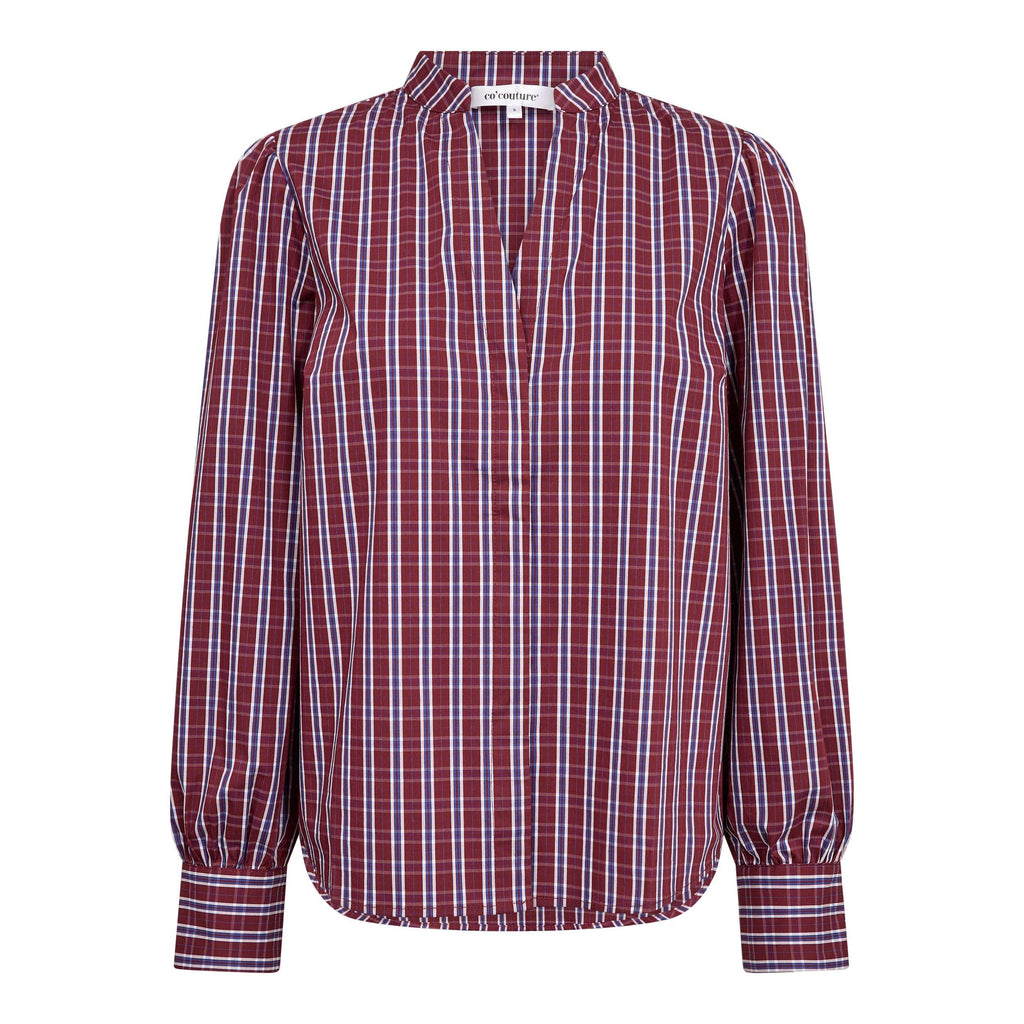 Co'Couture Renee Check V-Shirt Berry Red