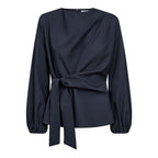 Co'Couture Luna Tie Blouse Navy