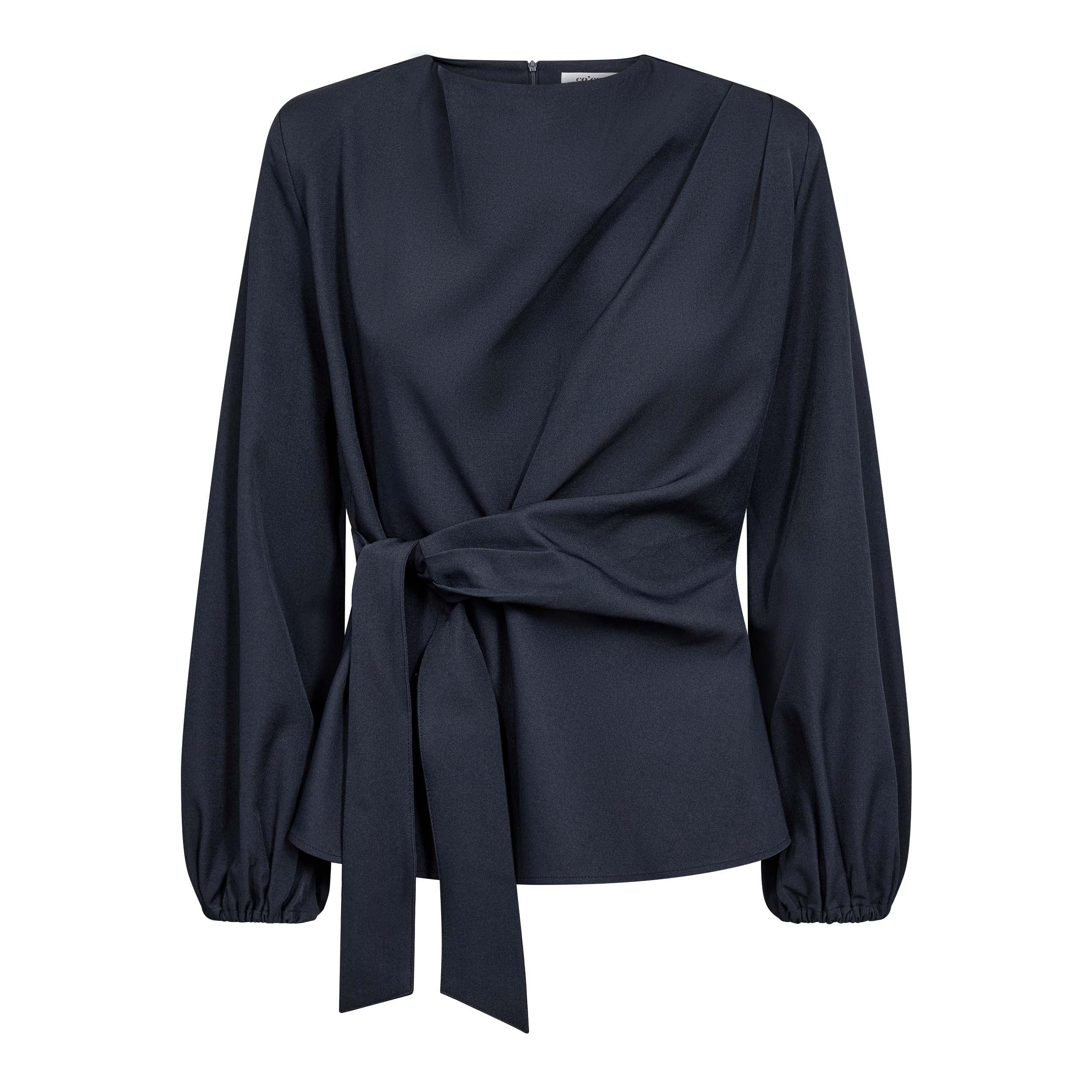 Co'Couture Luna Tie Blouse Navy