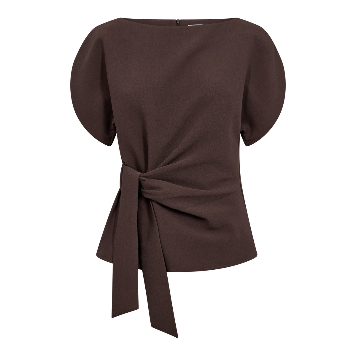 Co'Couture Acile Pleat SS Blouse Brown