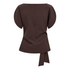 Co'Couture Acile Pleat SS Blouse Brown