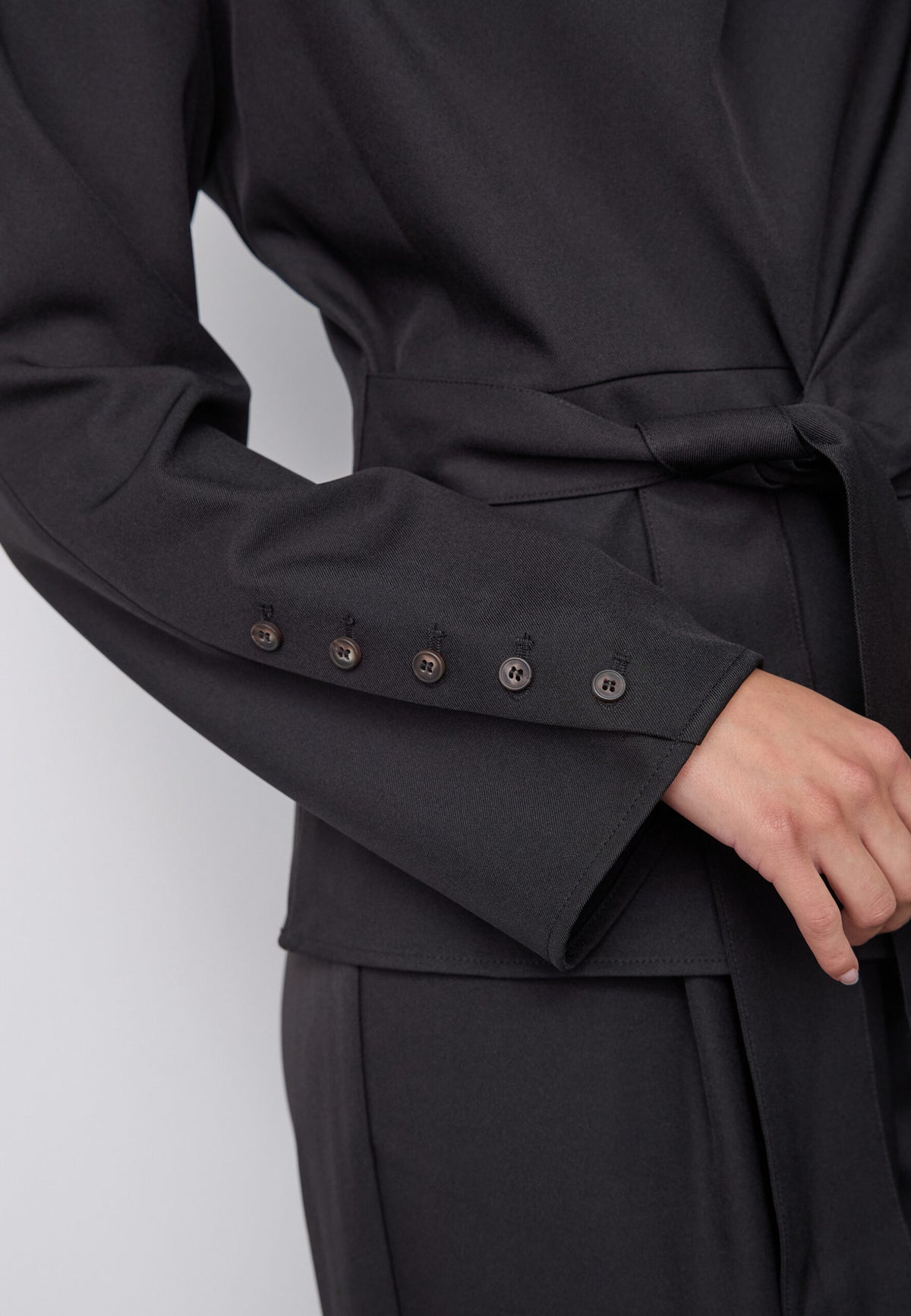 Co'Couture Luna Pleat Tie Blouse Black