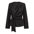 Co'Couture Luna Pleat Tie Blouse Black
