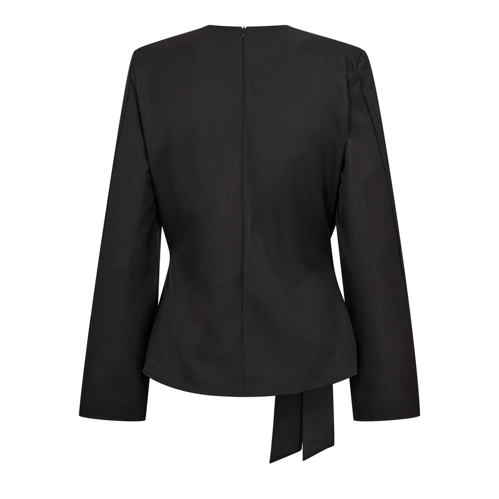 Co'Couture Luna Pleat Tie Blouse Black