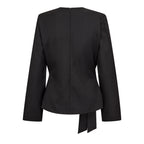 Co'Couture Luna Pleat Tie Blouse Black